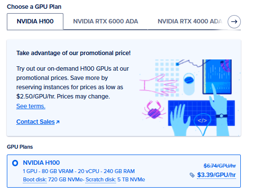 Mô hình ERNIE hiện chỉ khả dụng trên cấu hình GPU NVIDIA H100, nên bạn sẽ được mặc định chọn cấu hình này