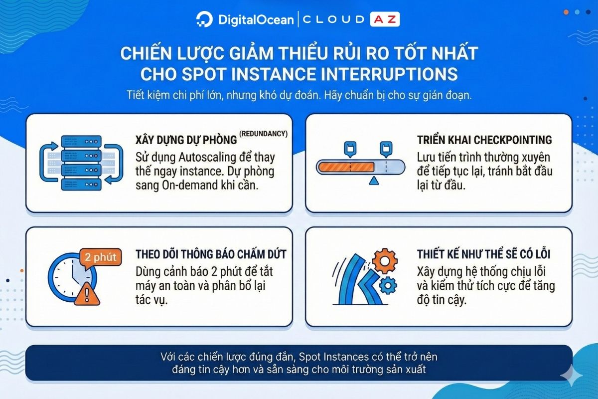 Các chiến lược giảm thiểu rủi ro khi gián đoạn Spot Instance