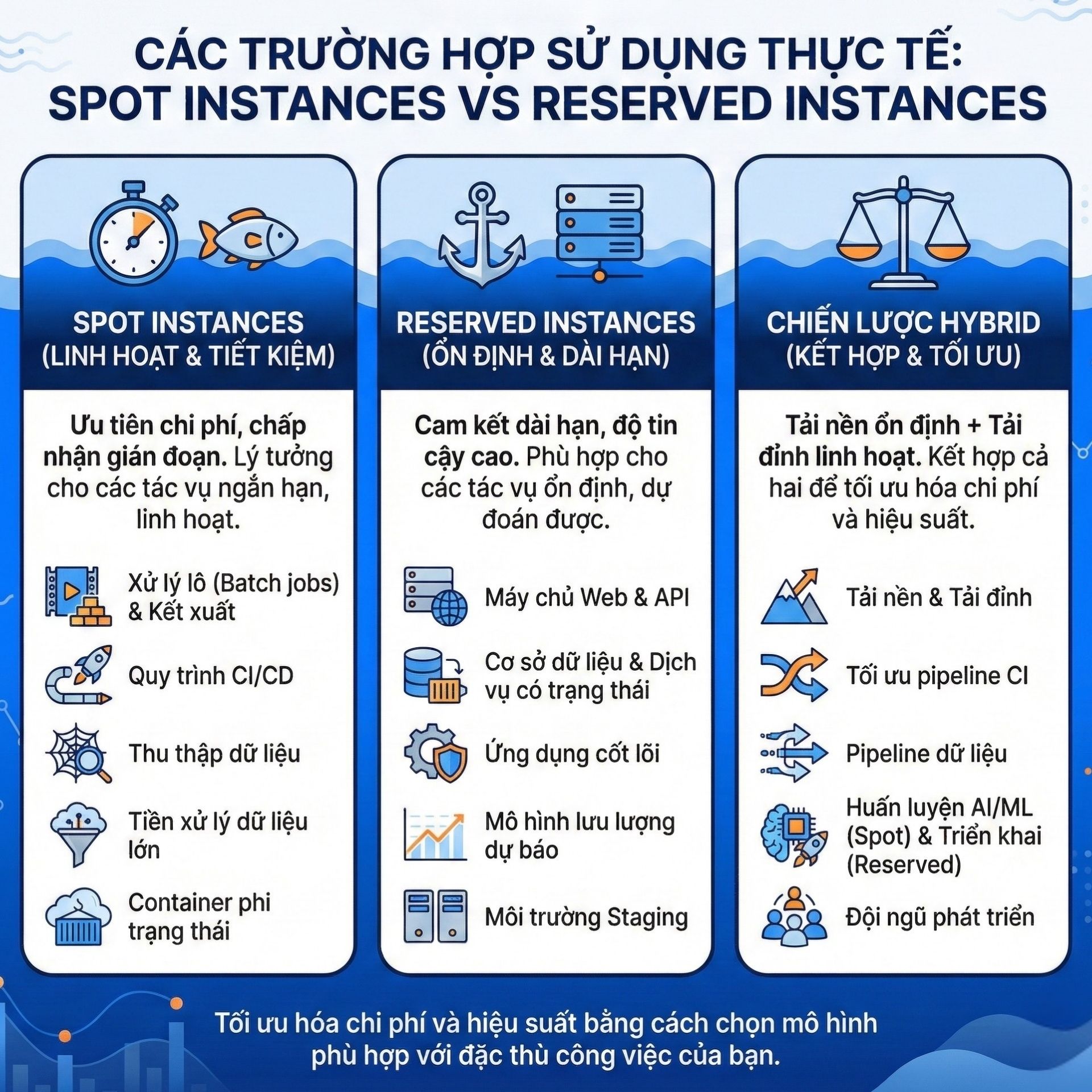 Các trường hợp sử dụng thực tế: Spot Instances vs Reserved Instances