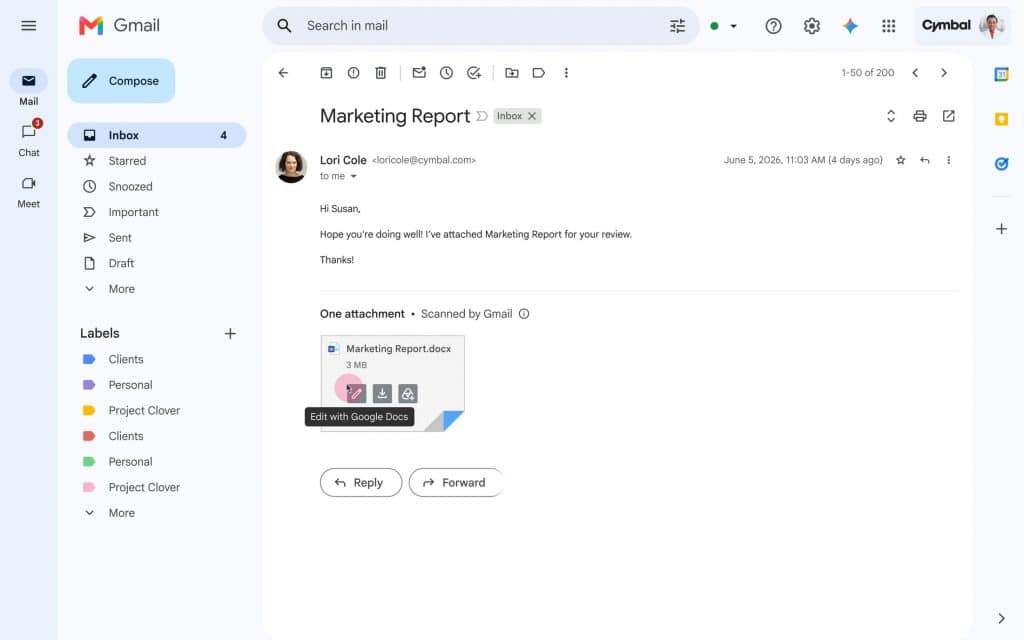 Office ngay trong Gmail (Beta - Tháng 6/2026)